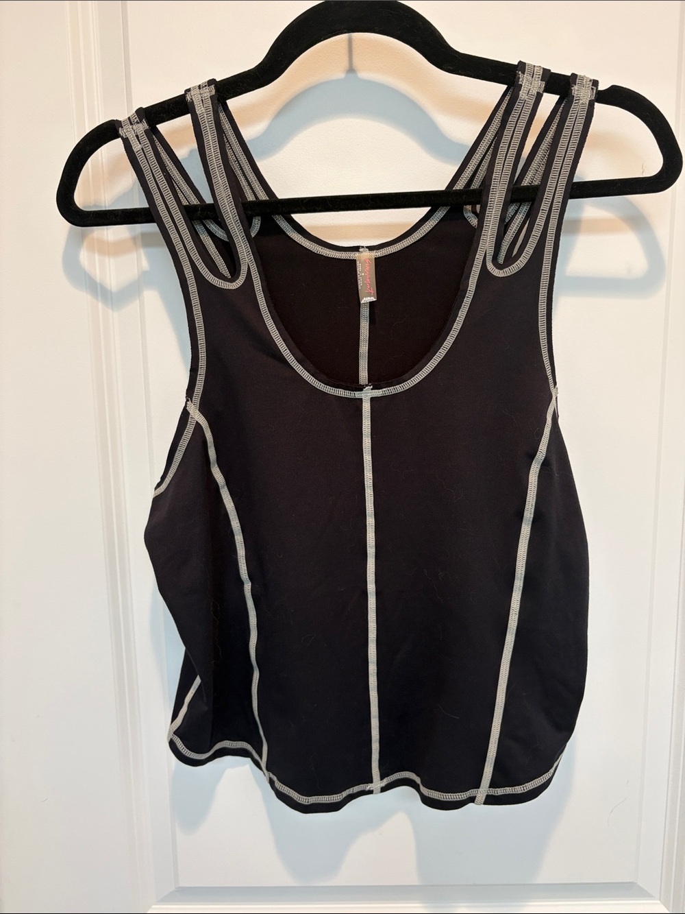 FP Movement by Free People Black Tank with Gray Contrast Stitching